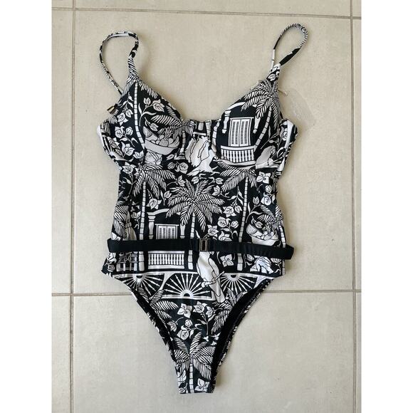 Kenny Flowers Swim One Piece Swimsuit Belted The Medellin Bird Swimwear - Picture 1 of 12